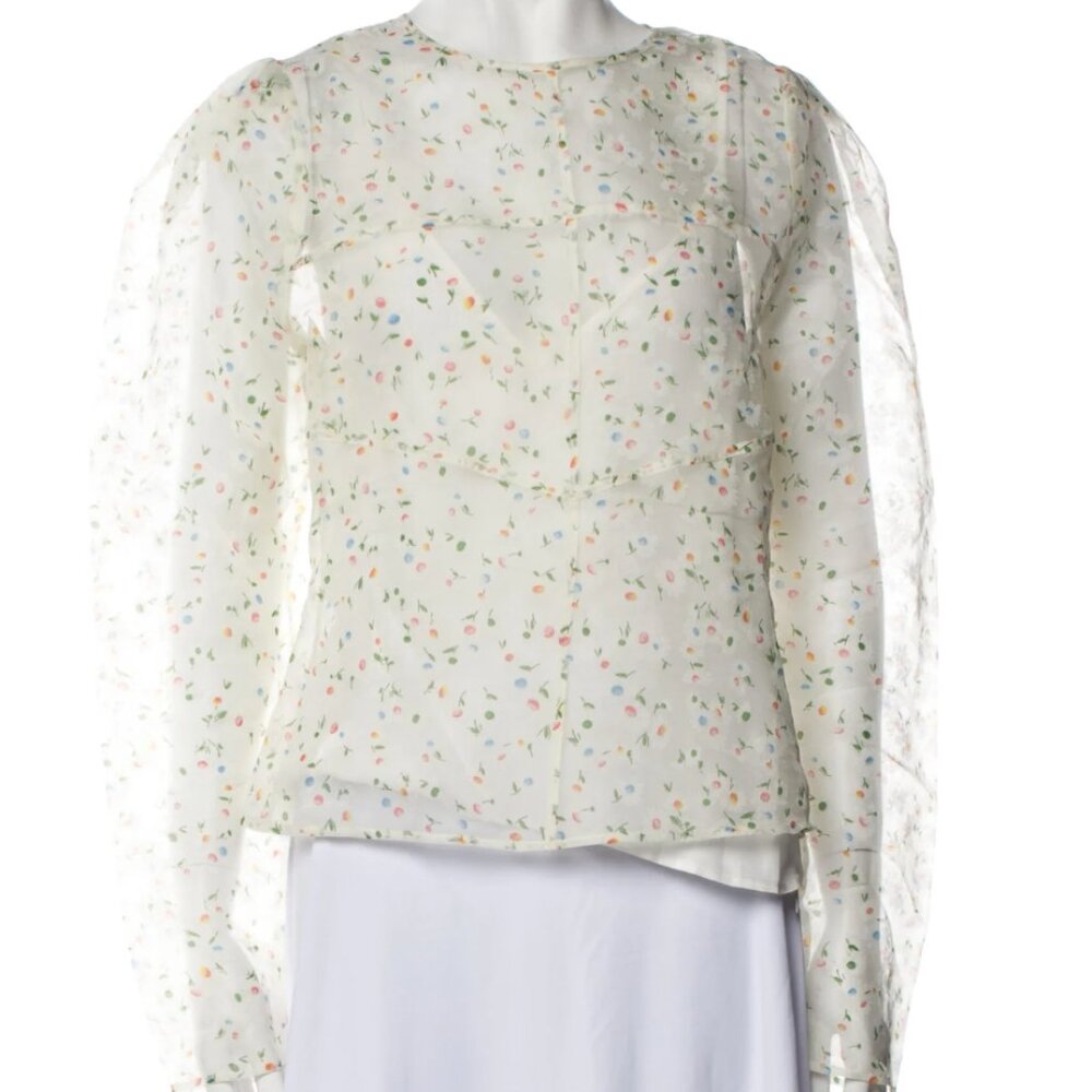 ROHE Floral Print Organza Top
